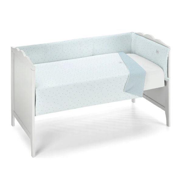 EDREDÓN + PROTECTOR REVERSIBLE STARS & VICHY BLUE DREAMS 60x120 KOKU BABY