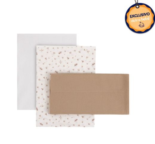 SÁBANAS MINIMAL BEIGE MIRALUNA BY CAMBRASS varios tamaños: capazo, minicuna y cuna