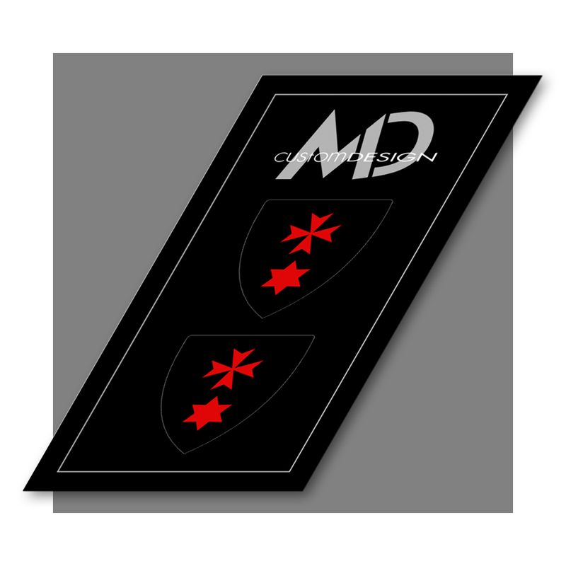 Naklejki na tarcze dla Rycerza - Krzyżowiec z Czerwoną Gwiadą / Cross with the Red Star Knight shield stickers