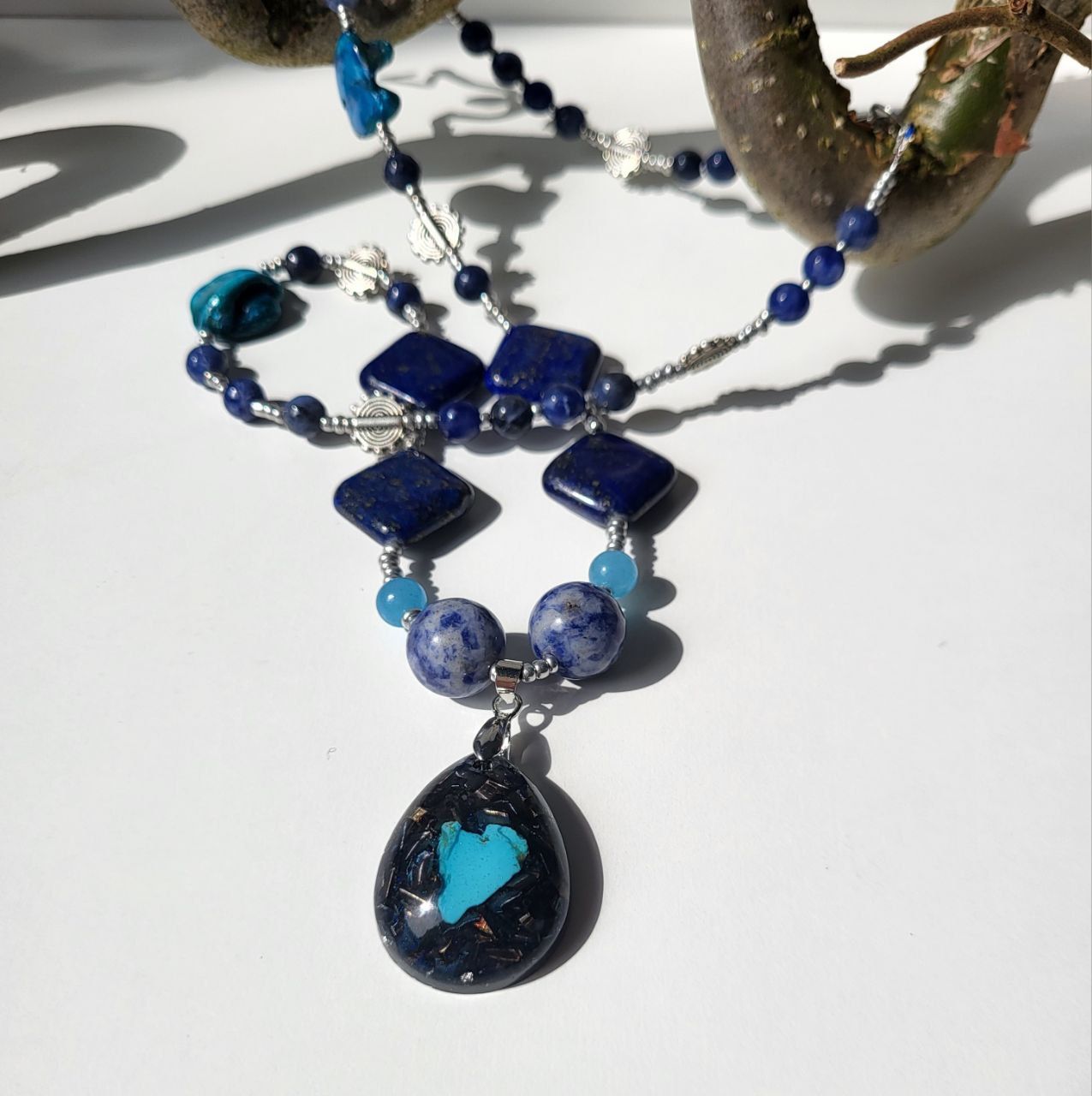 Kette mit Orgonit Anhänger 56 cm