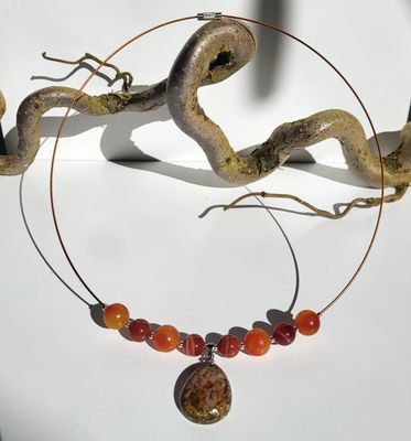 Edelstahlreif 51 cm mit Orgonit Anhänger