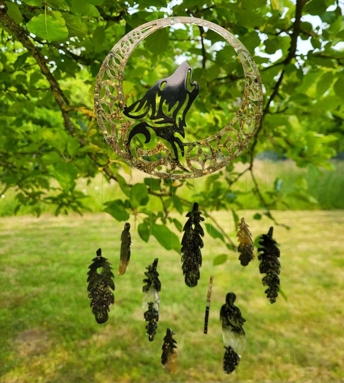 Orgonit Windspiel Wolf