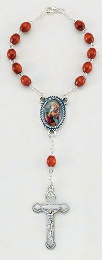 CHRISTOPHER AUTO ROSARY BRWN WOOD 6MM X 9MM