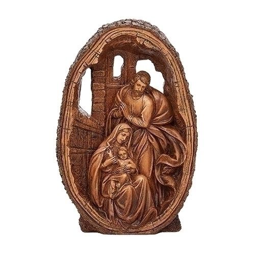 HOLY FAMILY CARVED FIGURE 11&quot; NC