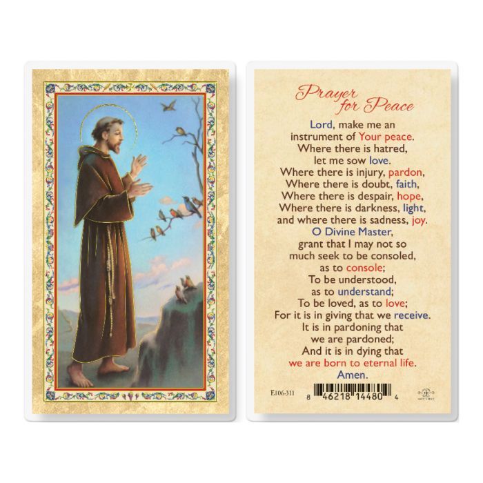 FRANCIS PRAYER FOR PEACE HOLY CARD