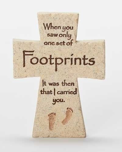 FOOTPRINTS CROSS W/ FAITHSTONE 4&quot;H - NC