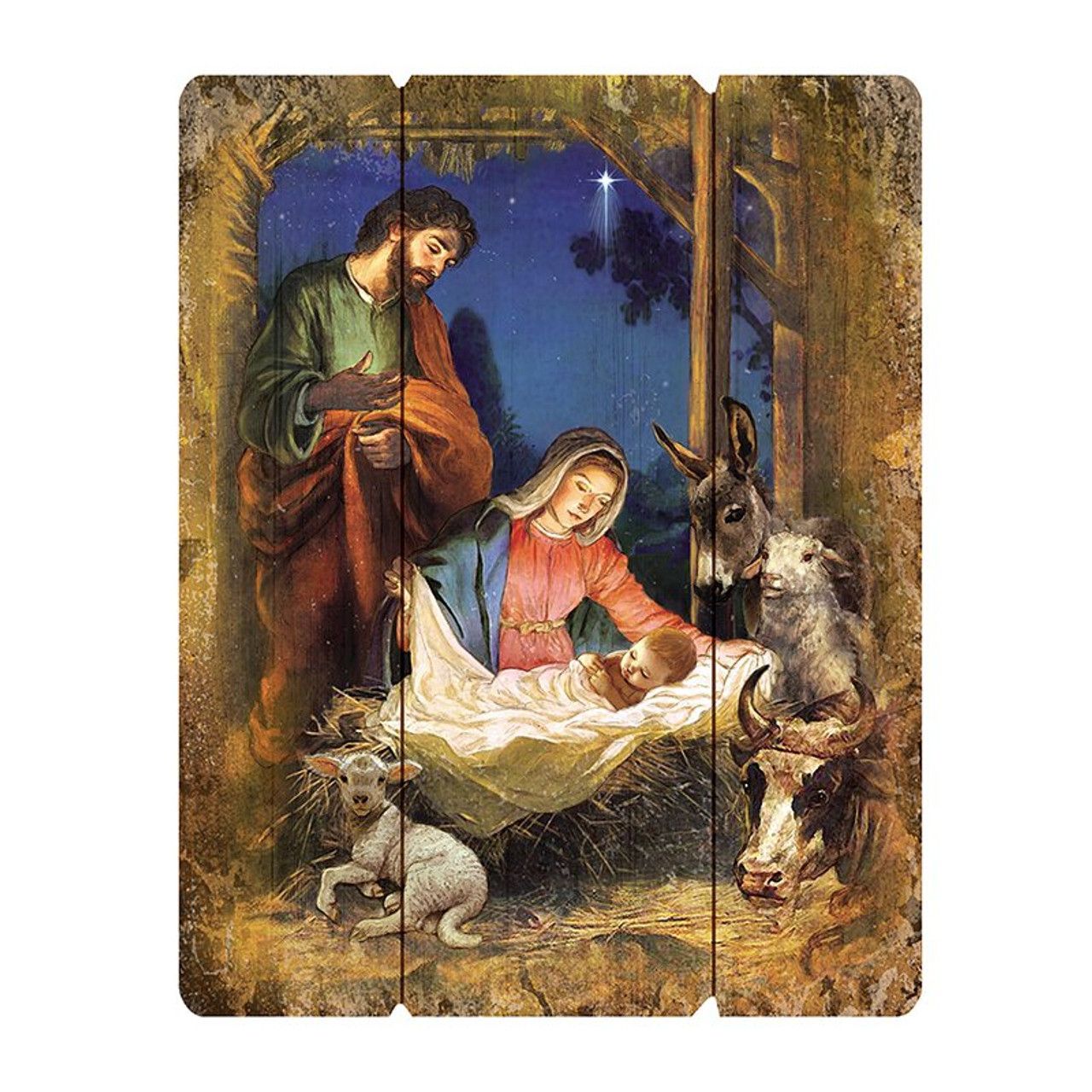 NATIVITY WOOD PALLET - 12 X 15&quot; H - NC
