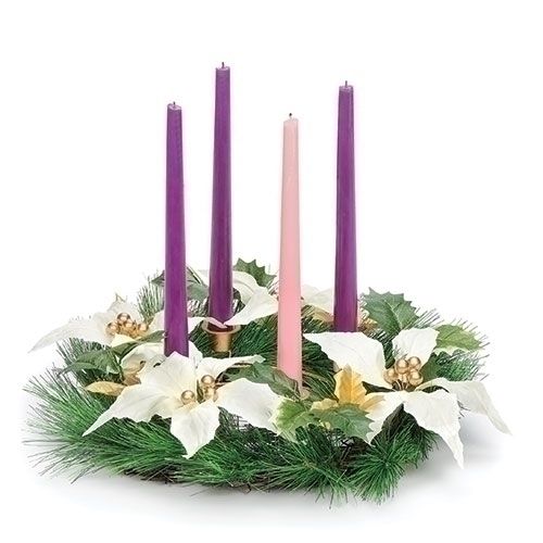 ADVENT WREATH - IVORY POINSETTIA - 14&quot;D - NC