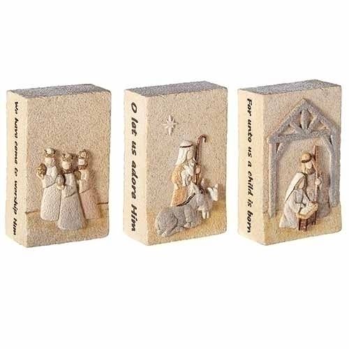 NATIVITY PRAYER BOX FAITHSTONE 3PC SET - 4.25"H - NC