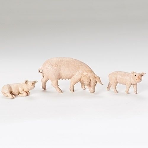 NATIVITY 3 PC SET PIGS FIGURES - 5" - NC1