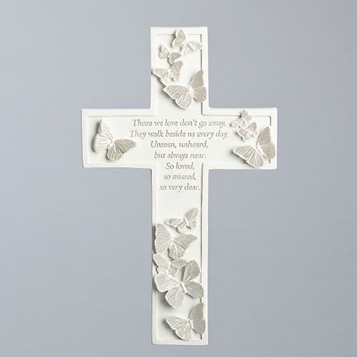MEMORIAL BUTTERFLY  WALL CROSS - 8&quot; - NC