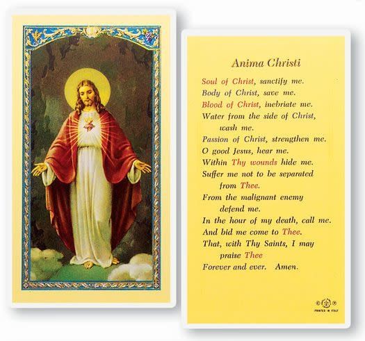 ANIMA CHRISTI SACRED HEART HOLY CARD