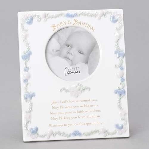 BABY&#39;S BAPTISM FRAME BLU/PNK 3X3