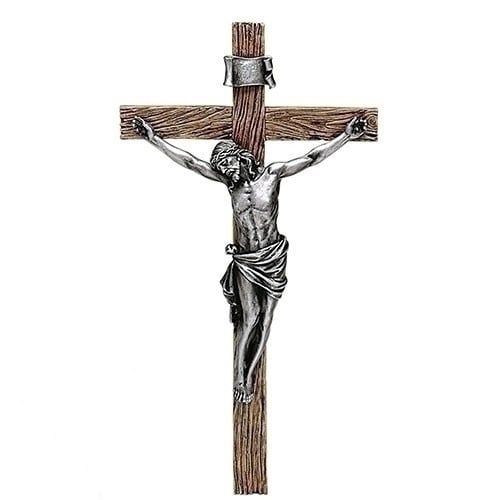 CRUCIFIX ANTIQUED SILVER 20.25&quot;