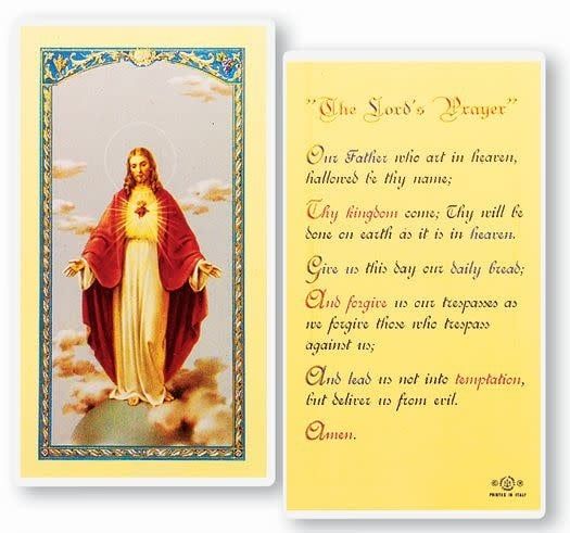 LORD&#39;S PRAYER SACRED HEART HOLY CARD - ENGLISH