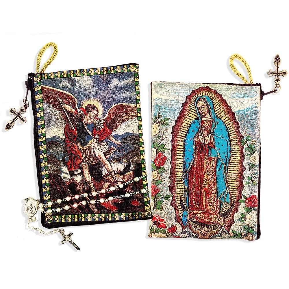 GUADALUPE/MICHAEL 2-SIDED ROSARY POUCH