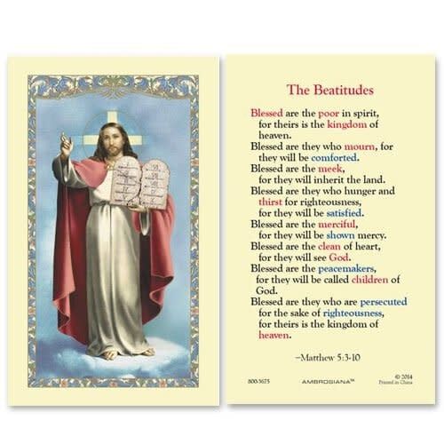 BEATITUDES/CHRIST W TABLES HOLY CARD