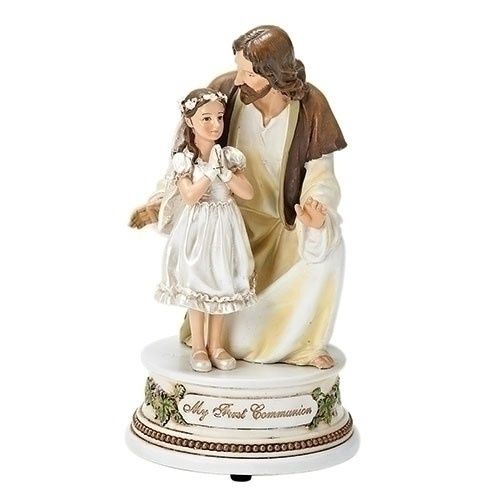 COMMUNION MUSICAL JESUS W/GIRL - 7.25&quot;H