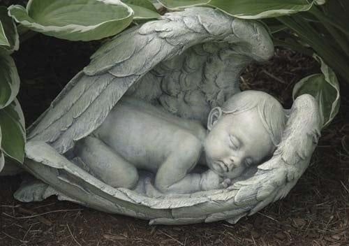 SLEEPING BABY IN WINGS 7&quot; RESIN