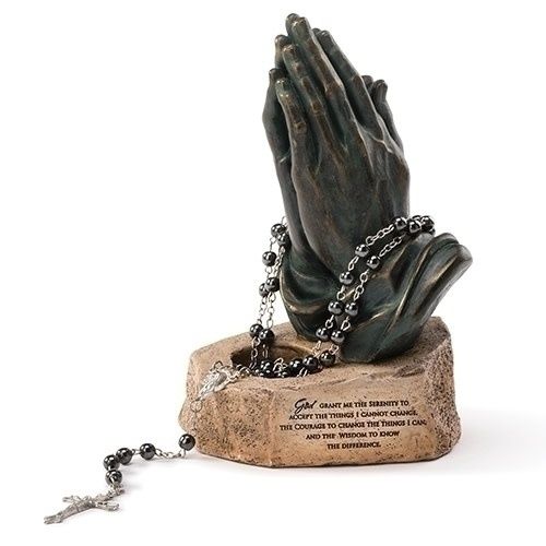 PRAYING HANDS ROSARY HOLDER 6.25&quot;