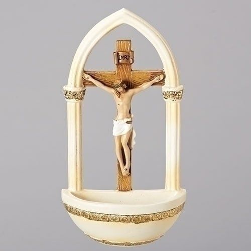 CRUCIFIX HOLY WATER FONT - 7&quot;H
