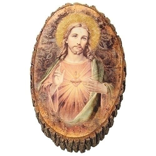 SACRED HEART PLAQUE WOOD - 12.25&quot;