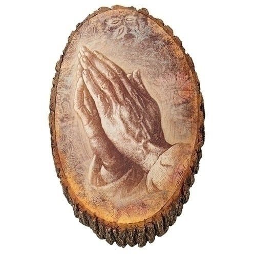 PRAYING HANDS WOOD PLAQUE 12.25&quot;