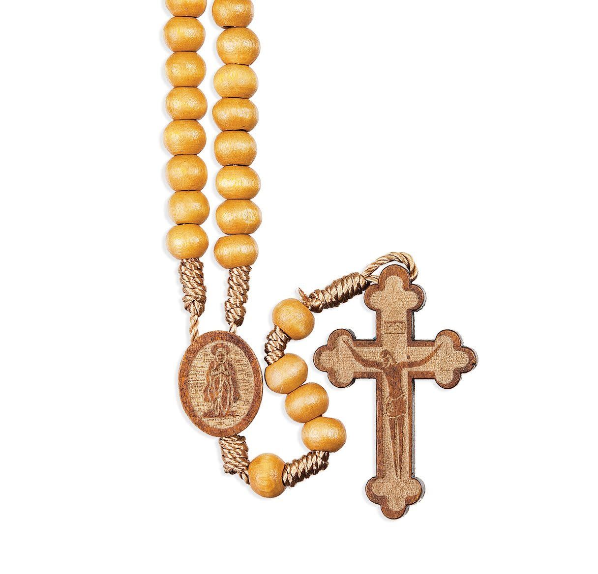 BEAD CORD ROSARY BRW 14&quot;