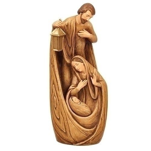 HOLY FAMILY CARVED WOOD - 12&quot;
