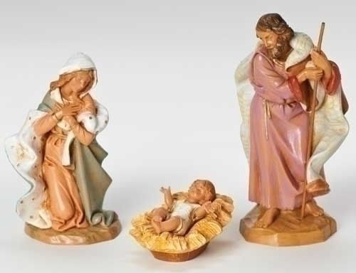 NATIVITY FIGURES - HOLY FAMILY - 3PC - 7.5&quot;H