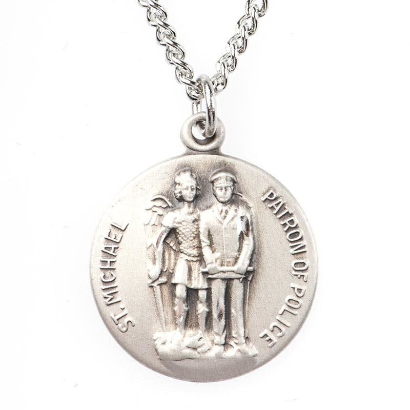 MICHAEL MEDAL - POLICE W LEATHER CORD - 28&quot;