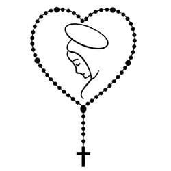 ROSARY HEART AUTO DECAL - 5&quot;