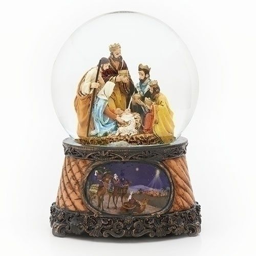 NATIVITY W/THREE KINGS MUSICAL DOME - 6&quot;