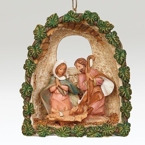 HOLY FAMILY GROTTO ORNAMENT - 3.75&quot;H