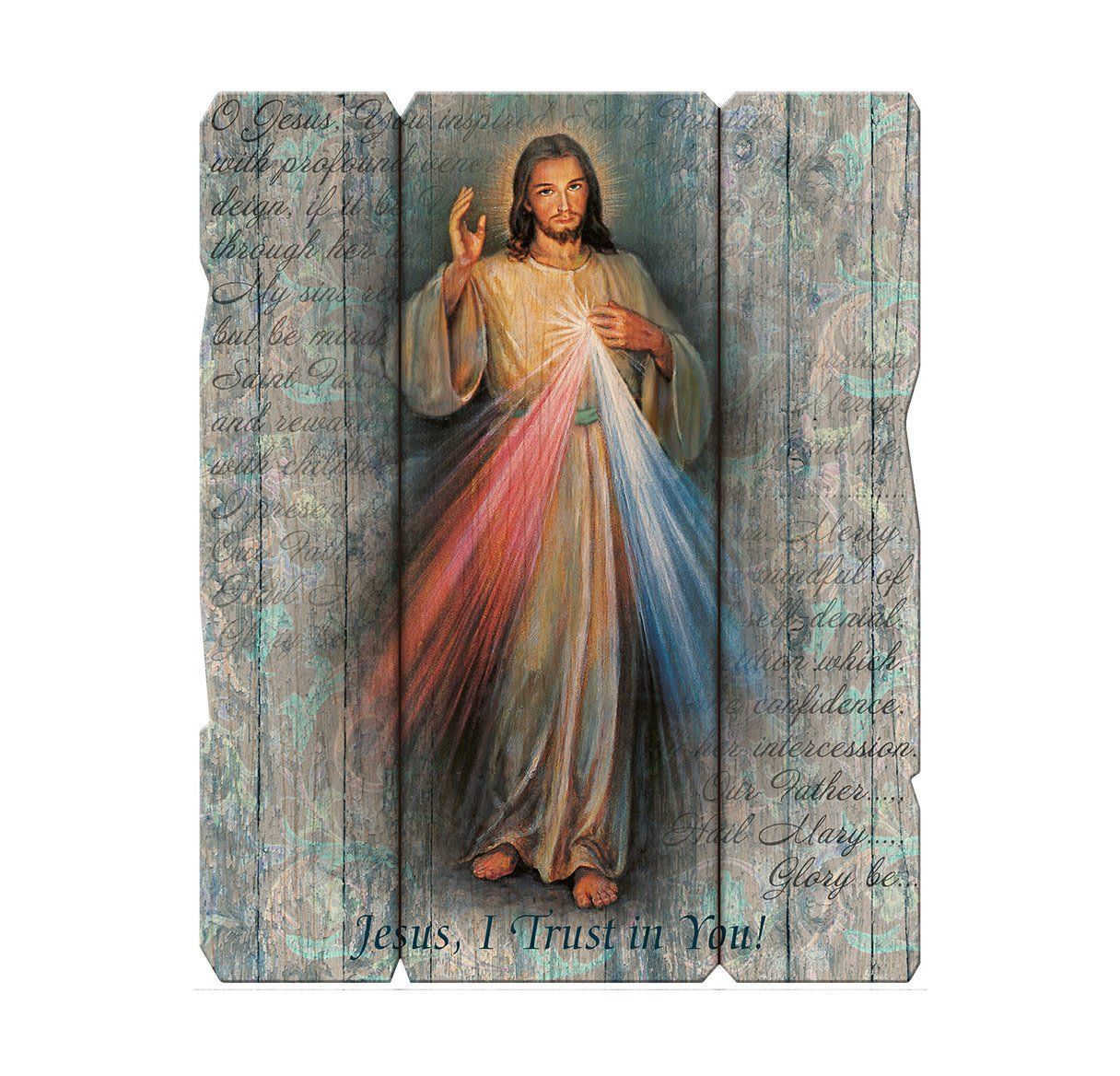 DIVINE MERCY VINTAGE PLAQUE - 7 - 1/2&quot; X 9&quot;