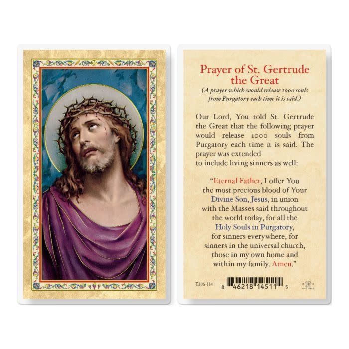 CHRIST/ST GERTRUDE PURGATORY PRAYER HOLY CARD