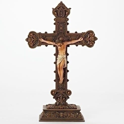 STANDING CRUCIFIX ORNATED - 14.5&quot;H