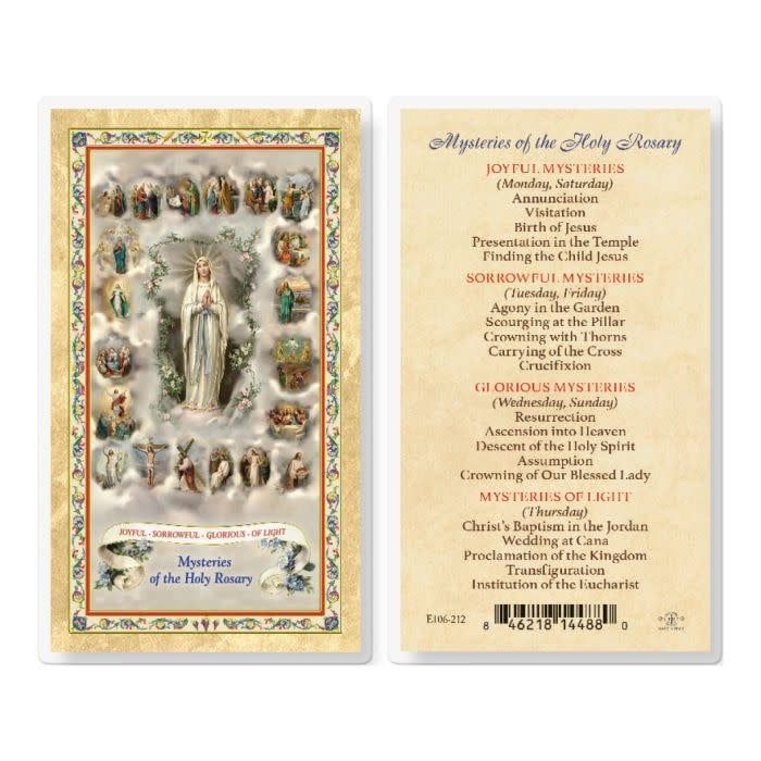 ROSARY MYSTERIES HOLY CARD