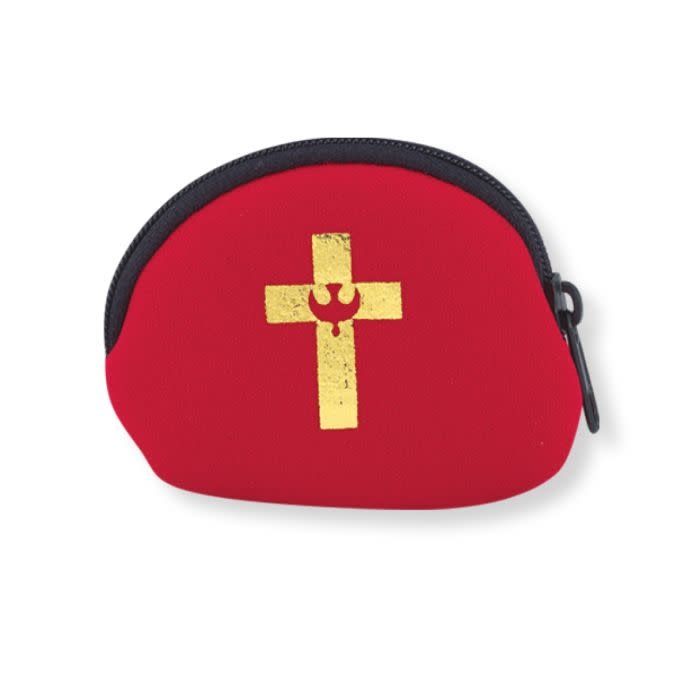 ROSARY BAG W/CONFIRMATION SYMBOL RED/GLD