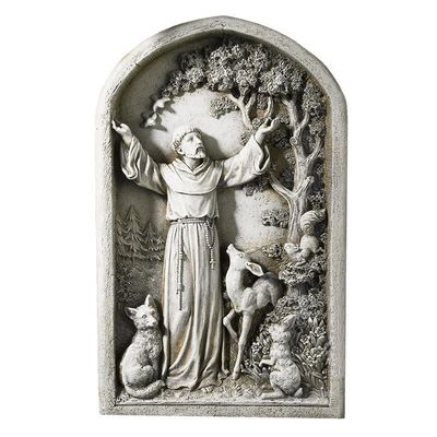 FRANCIS GARDEN W ANIMALS PLAQUE - 13&quot;