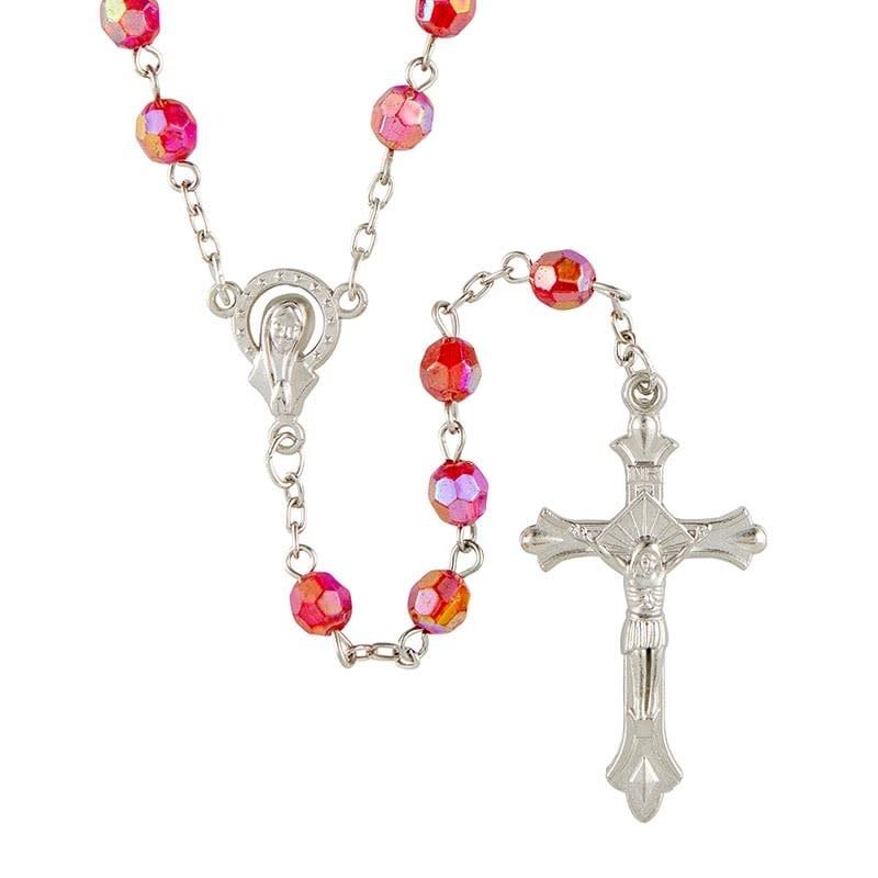 ROSARY - RED CRYSTAL BEAD -19&quot;