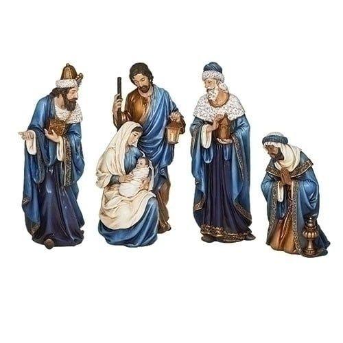 NATIVITY SET 4PC BLUE/GOLD - 9.5&quot;