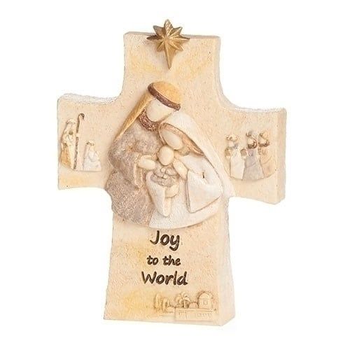 NATIVITY CROSS FAITH STONE - 4.75&quot; H