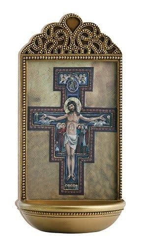 SAN DAMIANO CRUCIFIX WATER FONT 6&quot;