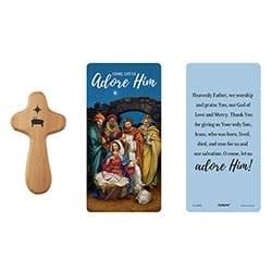 LET US ADORE HIM CROSS W PRAYER CARD