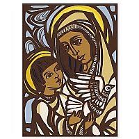 WCB4253 WOODCUT MADONNA &amp; CHILD W/DOVE - CHRISTMAS CARDS BOXED