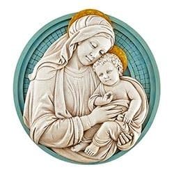 MADONNA &amp; CHILD GARDEN PLAQUE RND -11&quot;X 10.5&quot;