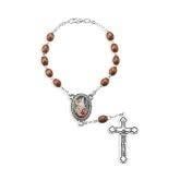 GUARDIAN ANGEL BROWN WOOD 6MM X 9MM AUTO ROSARY