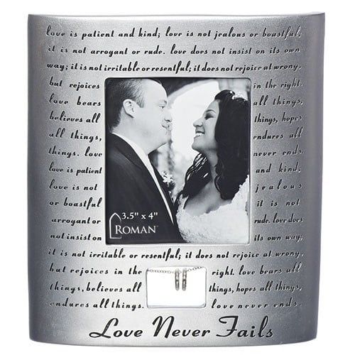 LOVE NEVER FAILS WEDDING FRAME - 3.5X4 - 7&quot;H
