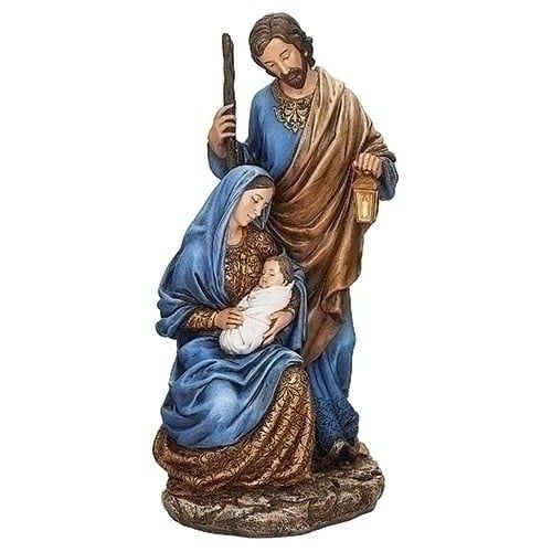 HOLY FAMILY BLUE &amp; GOLD STATUE - 10.5&quot;